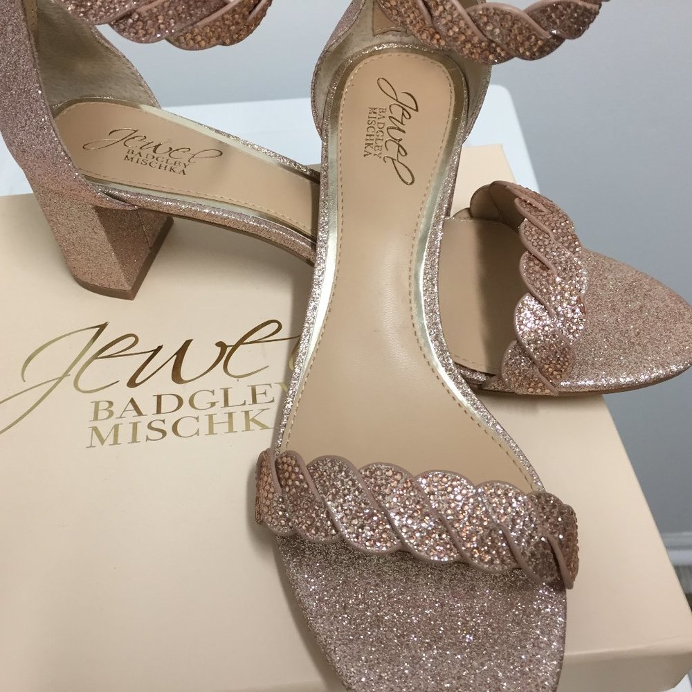 Badgley Mischka Finna Heeled Sandal, Rose Gold